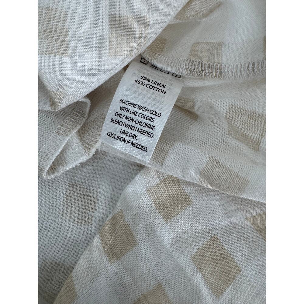 Saks Fifth Avenue Linen Blend Shirt Dress XL Beige Gingham Sleeveless Coastal - Picture 9 of 13